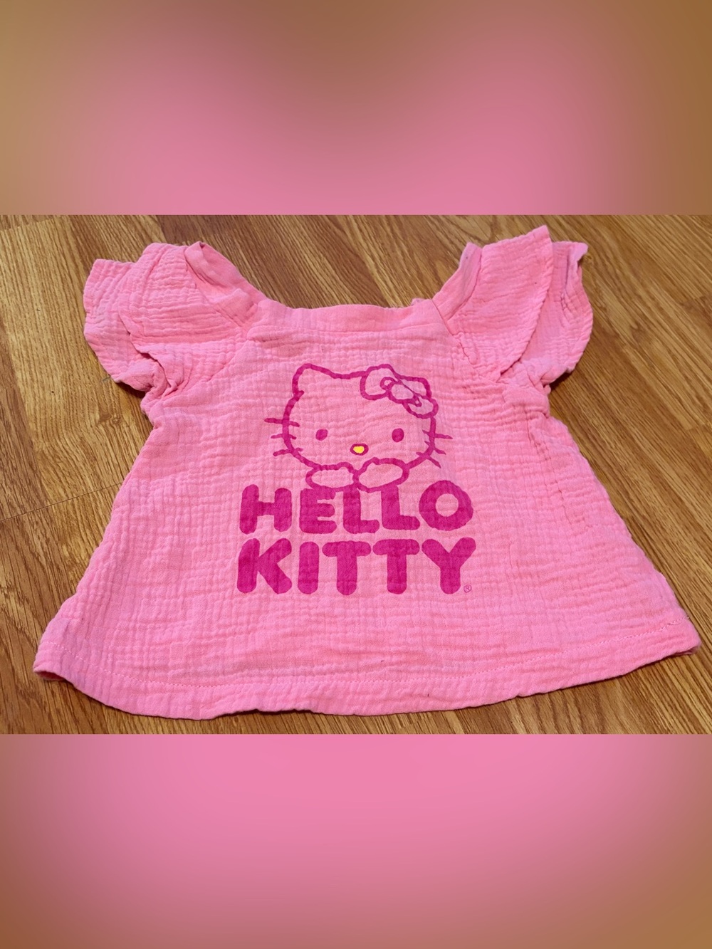 Hello Kitty Sanrio Girls Pink Ruffle Sleeve Top Size 4T